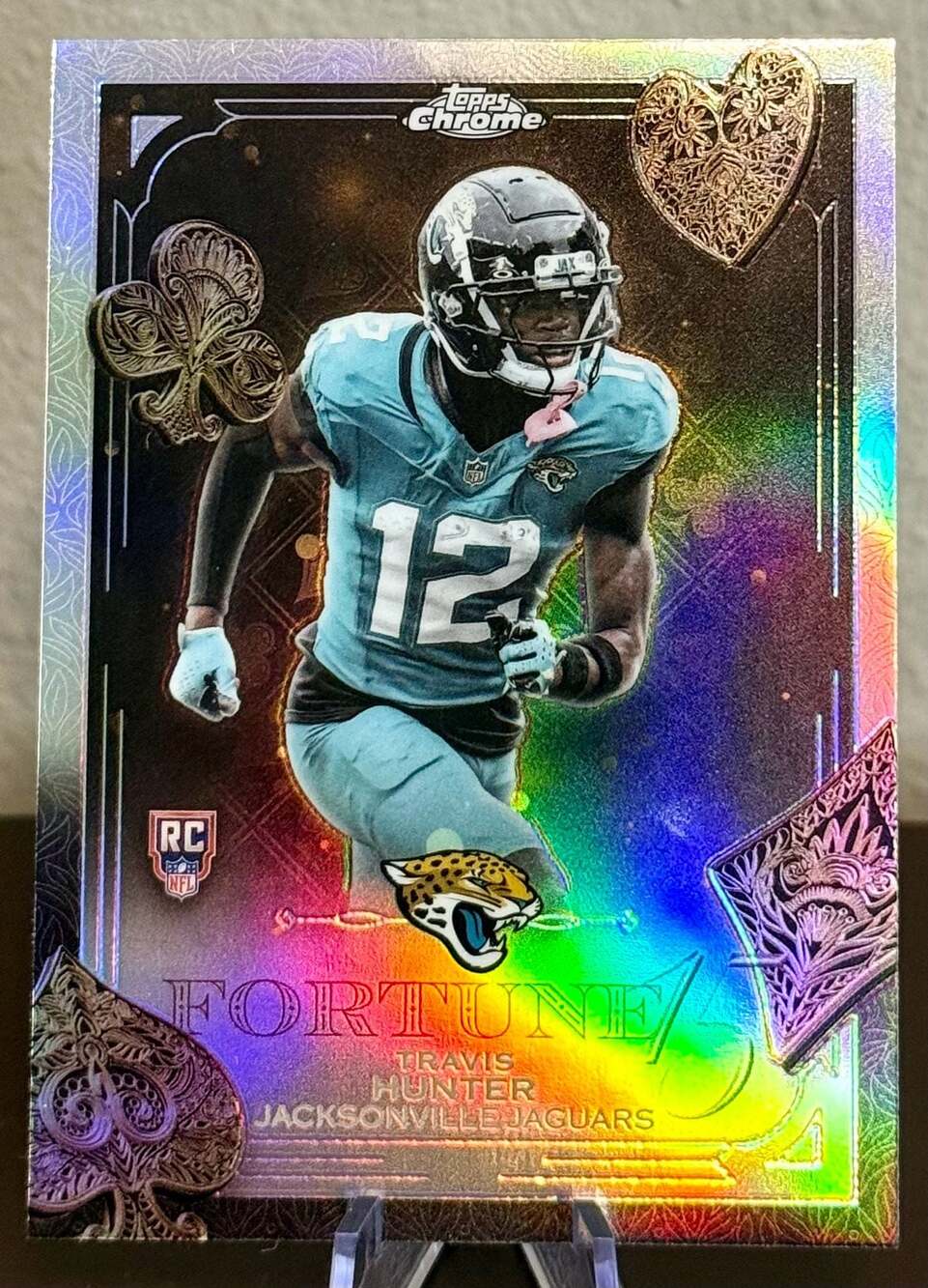 Travis Hunter 2025 Topps Chrome Fortune 15 Refractor RC Jacksonville Jaguars